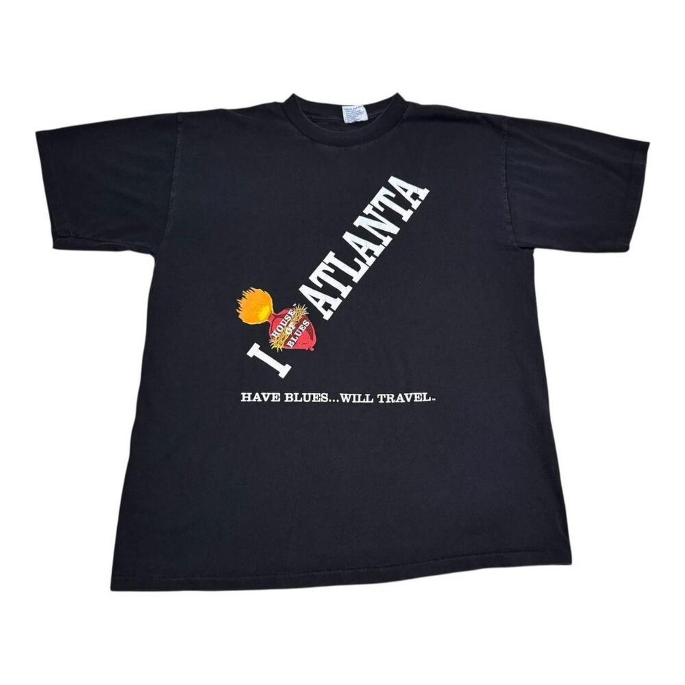 Vintage 90s AllSport I‎ Love Atlanta House of Blues Cotton Black Shirt Adult XL